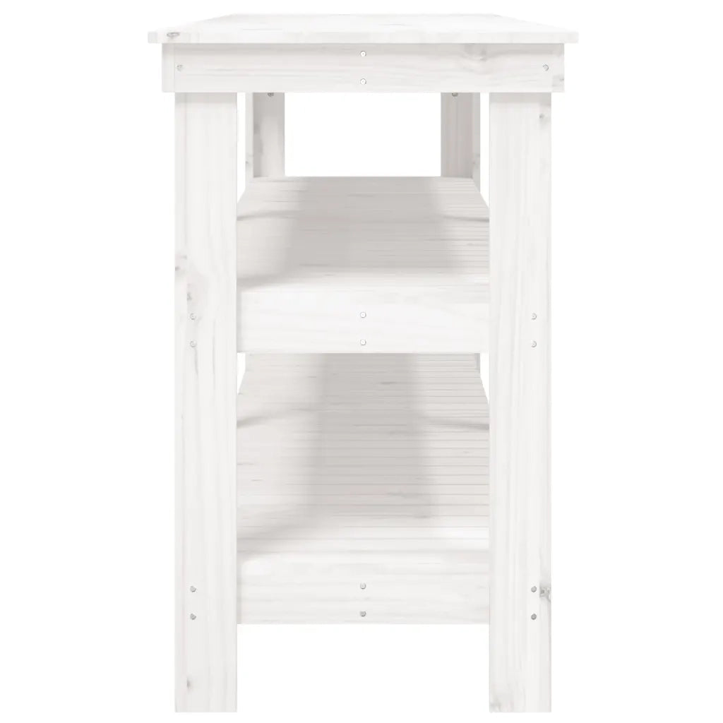 Banco da Lavoro Bianco 181x50x80 cm in Legno Massello di Pino 823655