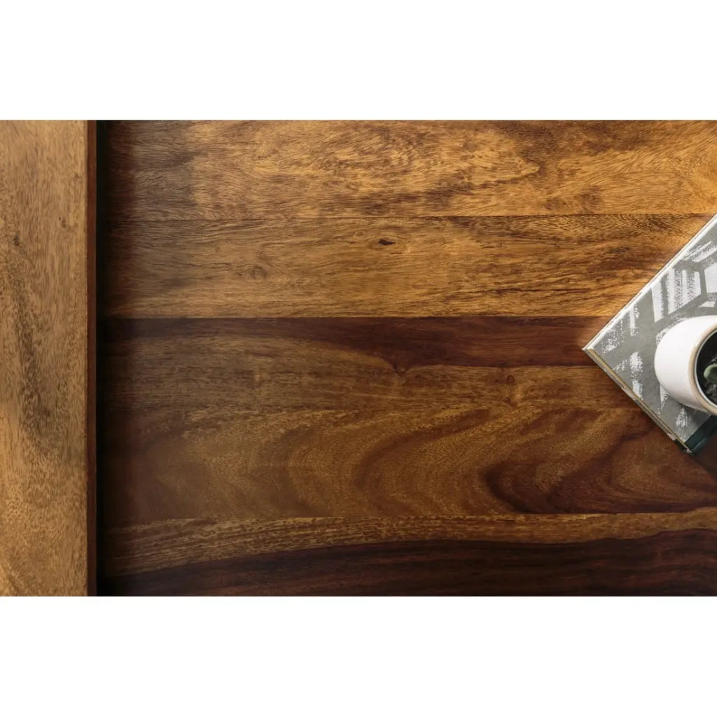 Tavolini impilabili VORTEX in legno massiccio Sheesham e metallo nero – set di 2 tavolini design industriale