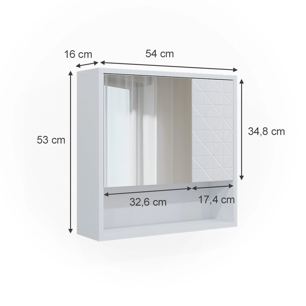 Vicco Specchio contenitore bagno Bianco 54 x 53 cm