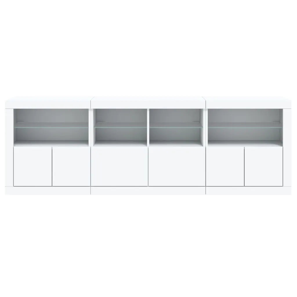Credenza con Luci LED Bianca 202x37x67 cm 3209009
