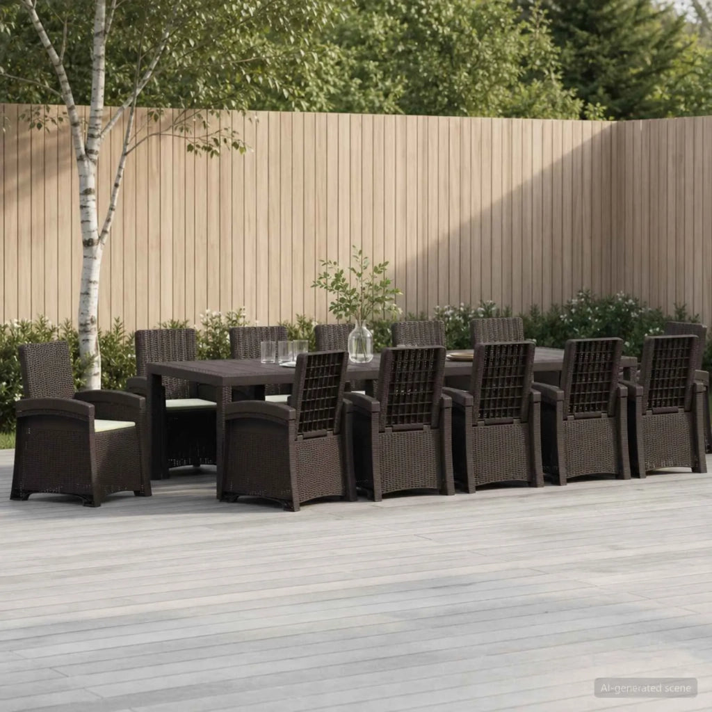 Set da Pranzo per Giardino 14 pz Marrone e Crema PP 3430187