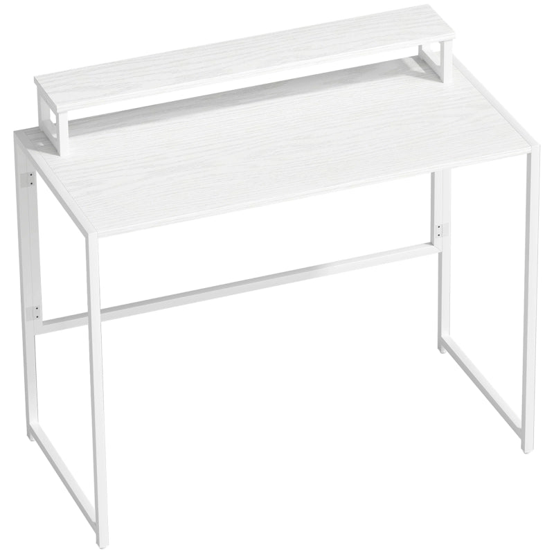 Scrivania pieghevole compatta con supporto monitor, 100 x 48 x 87,5 cm, bianca