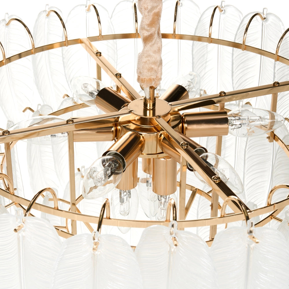 Lampadario in ottone, metallo e cristalli di vetro ⌀ 60 cm Lampada a sospensione stile glamour