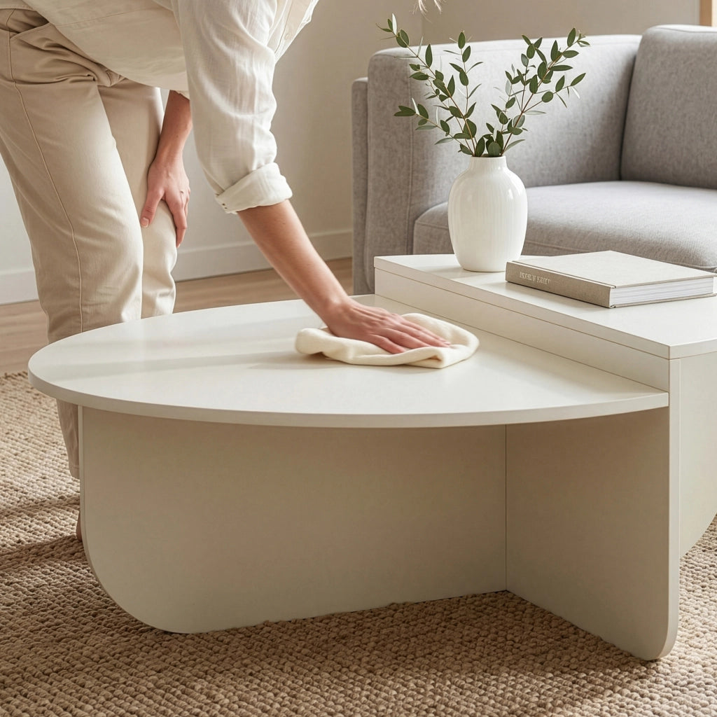 Tavolino Basso da Salotto Tondesdaslo con 2 Piani Semicircolari di Diverse Misure - Bianco [en.casa]