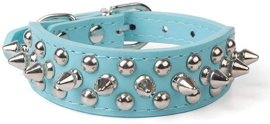 Cinturino per Cani in Pelle Liscia con Studs e D-Ring - Disegno Unico - Ideale per l'Addestramento