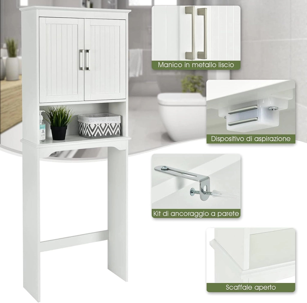 Mobile per Lavatrice, Mobile Salva Spazio Sopra WC, Organizer Bagno con 3 Mensole, Scaffale Bagno con Mensole Regolabile