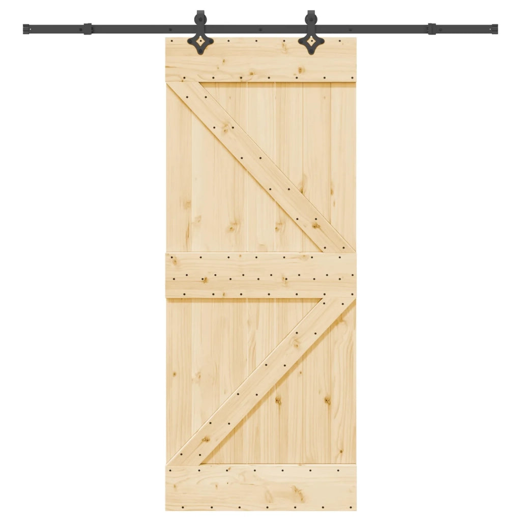 Porta scorrevole NARVIK Naturale e Nero 85 x 210 cm (213,5 cm) 3445234