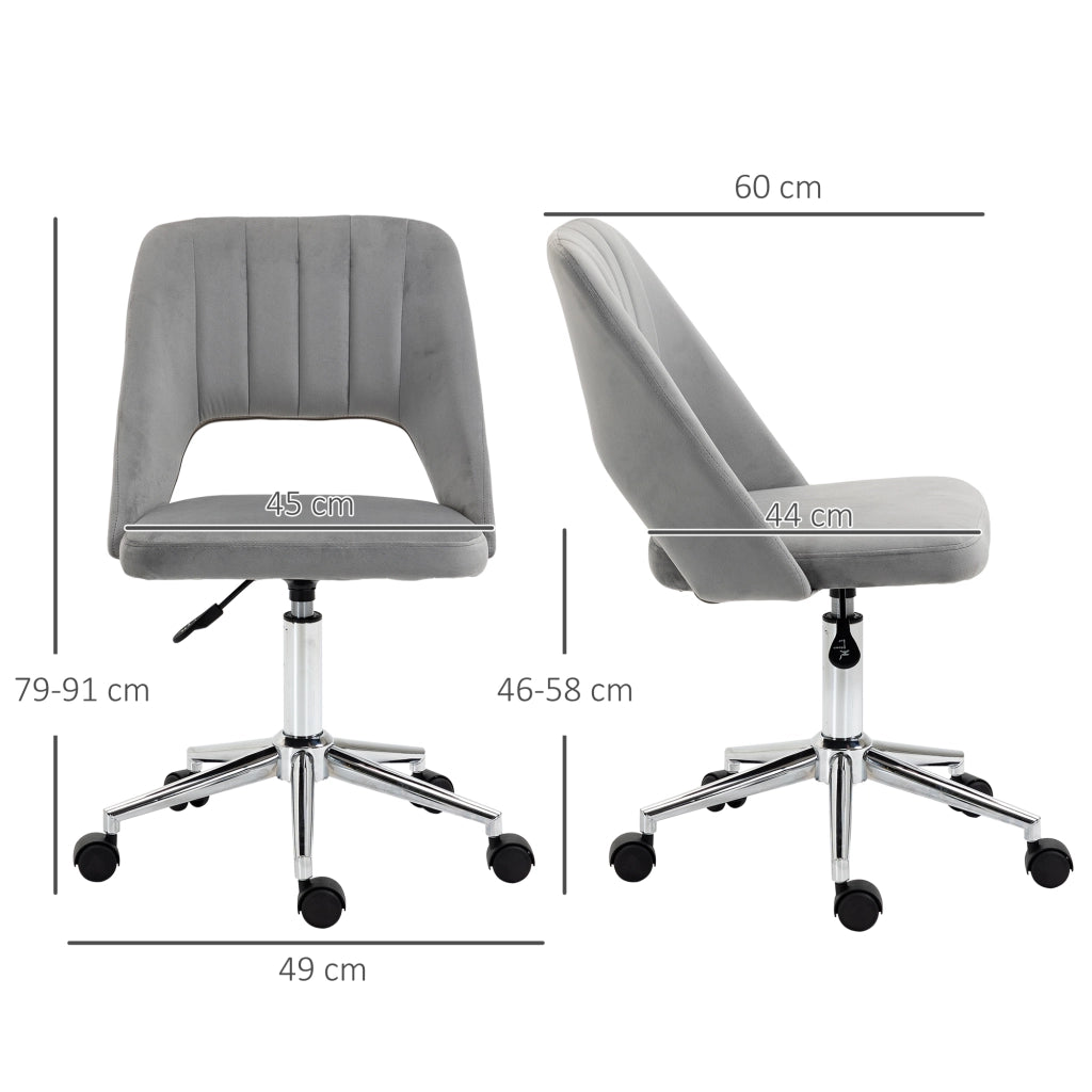 Sedia da ufficio regolabile in altezza con rotelle, 360¡ã girevole, schienale a conchiglia, imbottita in schiuma, grigio ¨C zephmum ¨C 49x60x79-91 cm
