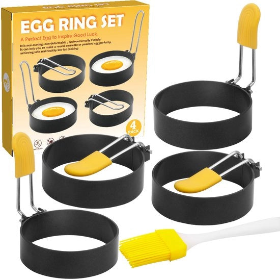 Set di anelli per uova 4pz - anelli per uova in acciaio inossidabile 4pz - set di forme per cottura - anelli per omelette in acciaio inossidabile 4pz