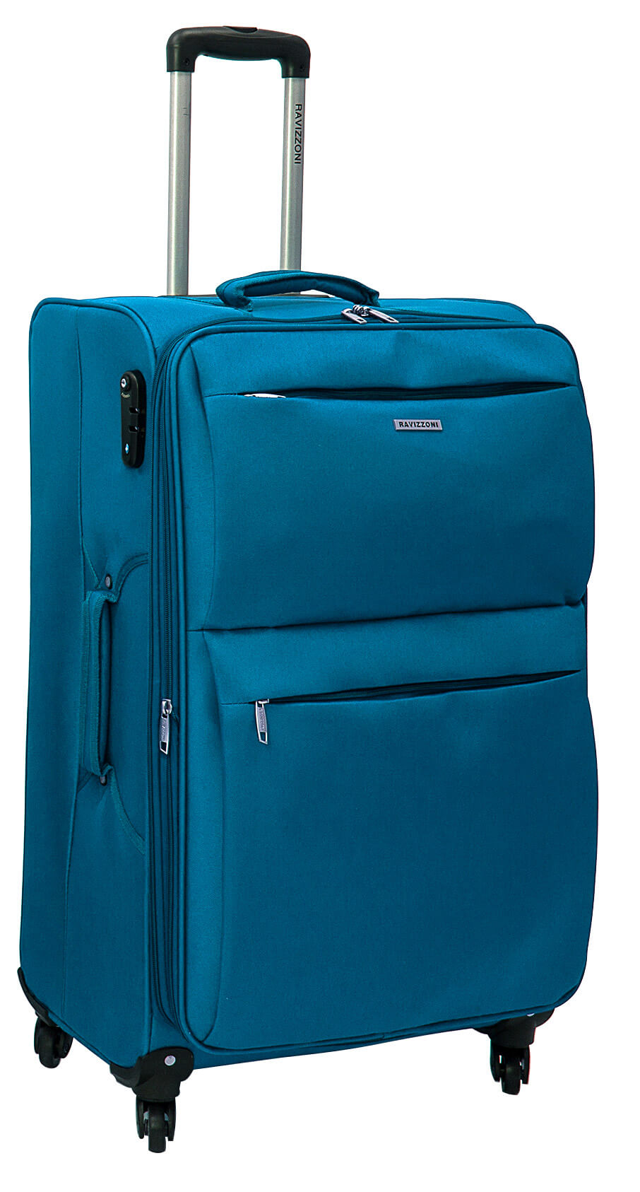 Trolley Valigia Grande Morbida in Poliestere 4 Ruote TSA Ravizzoni Singapore Blu Petrolio