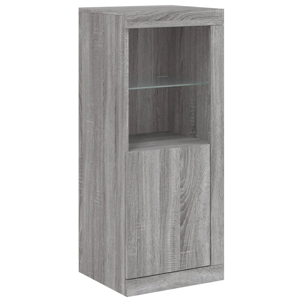 Credenze con Luci LED 3 pz | Madia | Buffet da pranzo | Armadio da pranzo Grigio Sonoma in Legno Multistrato