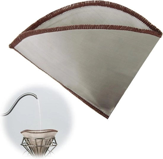 Filtro permanente riciclabile per caffè misura 2, materiale in acciaio inossidabile, dimensioni 150 x 115 mm - Adattatore universale per filtro caffè.