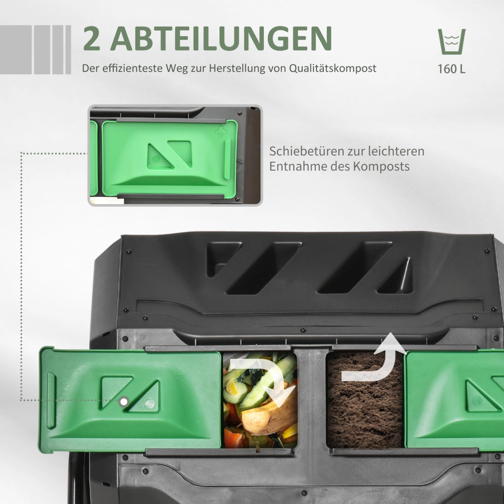COMPOSTER A 2 CAMERE ROTANTE 160 L NERO