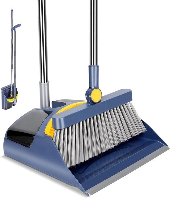 Set di spazzola e scopa - spazzola pieghevole con denti - manico di 104 cm - aspirapolvere verticale - per salotto cucina ufficio