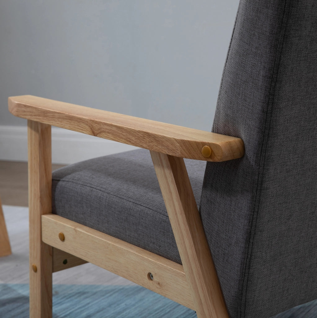 Poltrona scandinava in lino grigia, 64 x 70 x 72 cm