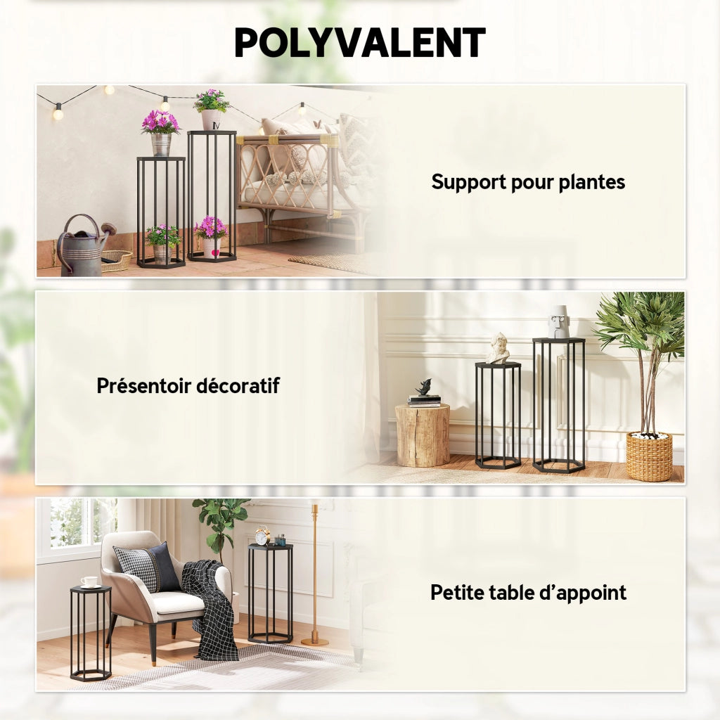Tavolino Esagonale per Piante ¨C Zephmum ¨C Nero, Metallo