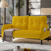 Divano 2 Posti Imbottito in Velluto a Coste con Tasche Laterali e Gambe in Metallo ¨C MINIMAL ¨C Grigio