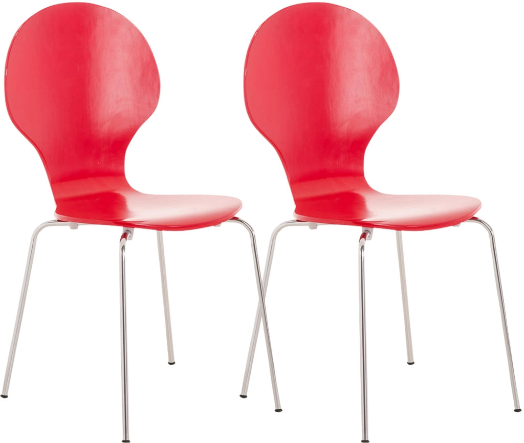 Set 2x Sedie Impilabili Diego in Legno Robusto rosso