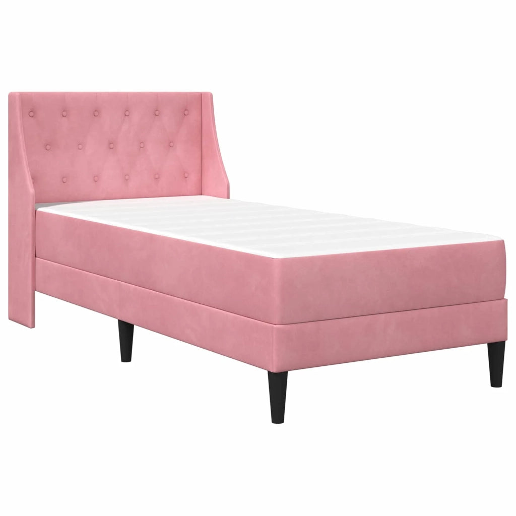 Struttura letto con materasso Rosa 100 x 200 cm Velluto