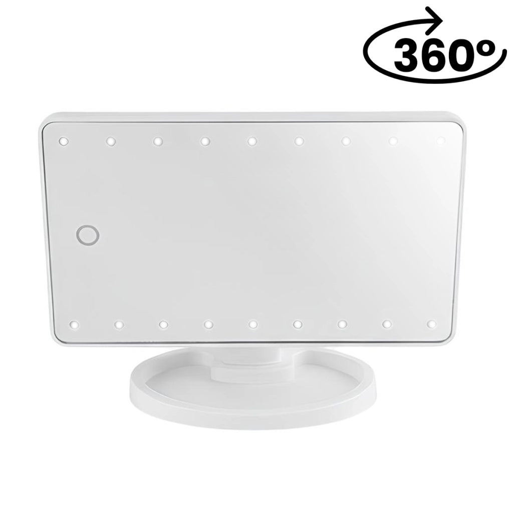 Specchio per trucco LED da terra con touch e rotazione a 360° Bianco Avizar