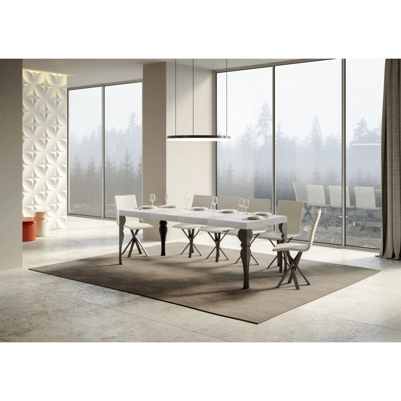 Tavolo allungabile 200/460x90 cm Paxon Premium telaio Antracite - Bianco Frassino