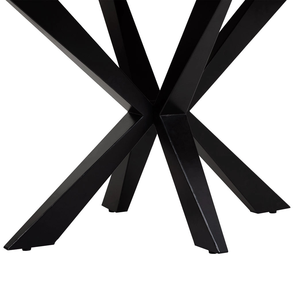 Tavolo da pranzo bordo conico in legno di acacia con finitura ruggine 160x90x76