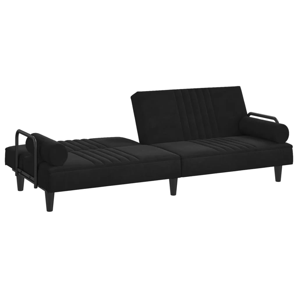 Divano letto con braccioli 205 x 89 x 70 cm velluto nero 02_0020415