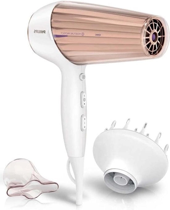 Fono Prestigio 2300 Watt con Condizionatore Ioni e 6 Impostazioni di Temperatura - Regola la temperatura di asciugatura - Protezione contro sovraccalorizzazione - Bocchetta di diffusione con soffiata di aria fredda