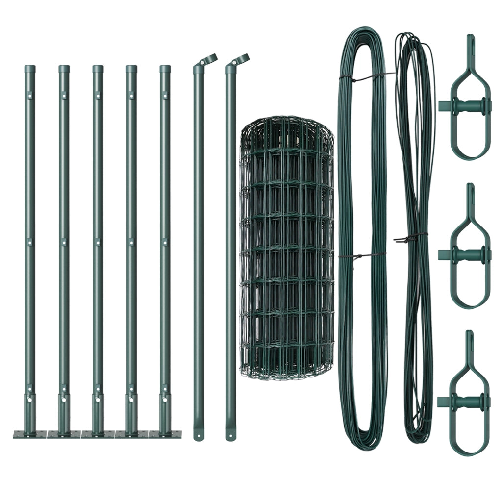 Recinzione Euro con 7 Post Flangiati 0.6x10 m Acciaio Galvanizzato