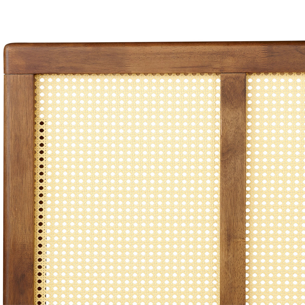 Letto moderno con rete a doghe testata a treccia viennese in legno chiaro 180 x 200 cm camera da letto