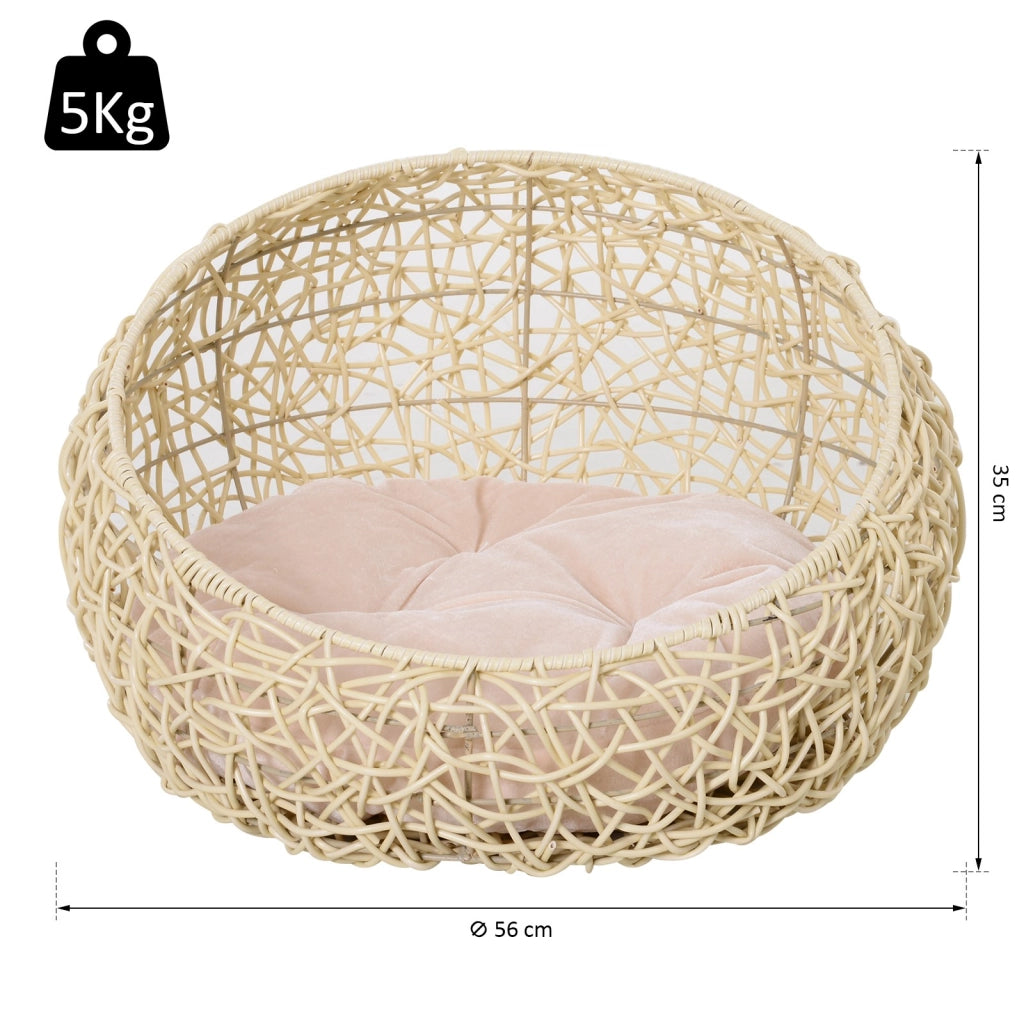 Cuccia per gatti ¨C Xylo ¨C rattan beige ?56x35 cm con cuscino