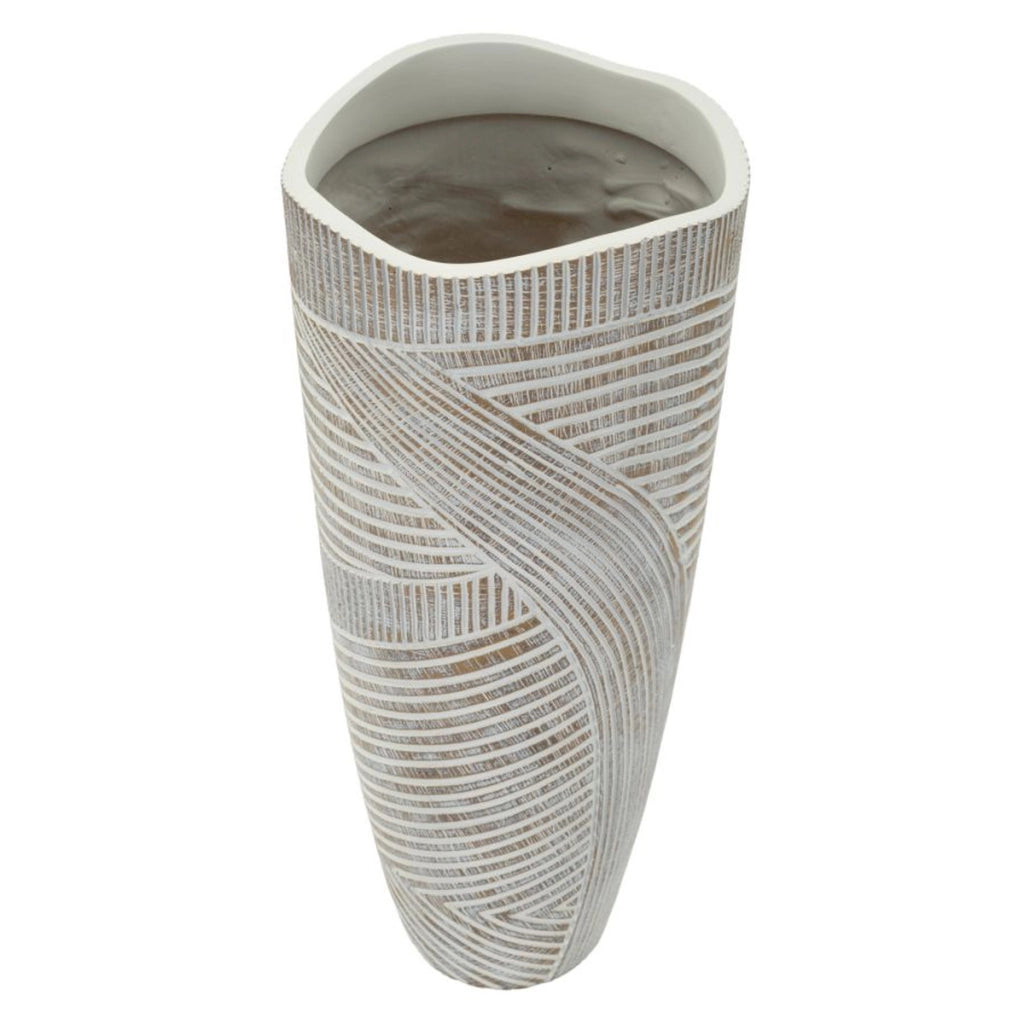 Vaso Decorativo Linee, Bianco, Poliresina, 45x18x18 cm