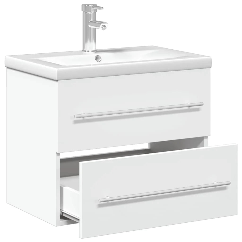 Mobiletto da bagno sospeso 60 x 38,5 x 48 cm con pratico vano contenitore stile moderno legno bianco 02_0055538