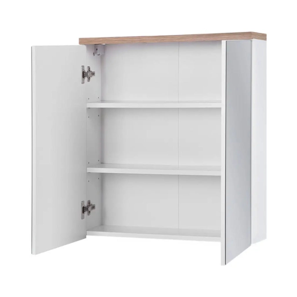 Insieme ERMANO: mobile sottolavabo 60cm + lavabo da incasso rettangolare + sifone + colonna + mobiletto con specchi
