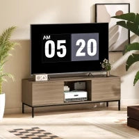 Mobile TV con Scomparto Foro Cavi e Ripiano Regolabile per Televisore da 60 Pollici 140x40x49,5 cm Grigio