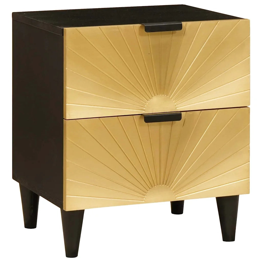 Comodino | Armadio da Notte | Mobiletto da notte Nero e Oro 40 x 33 x 46 cm