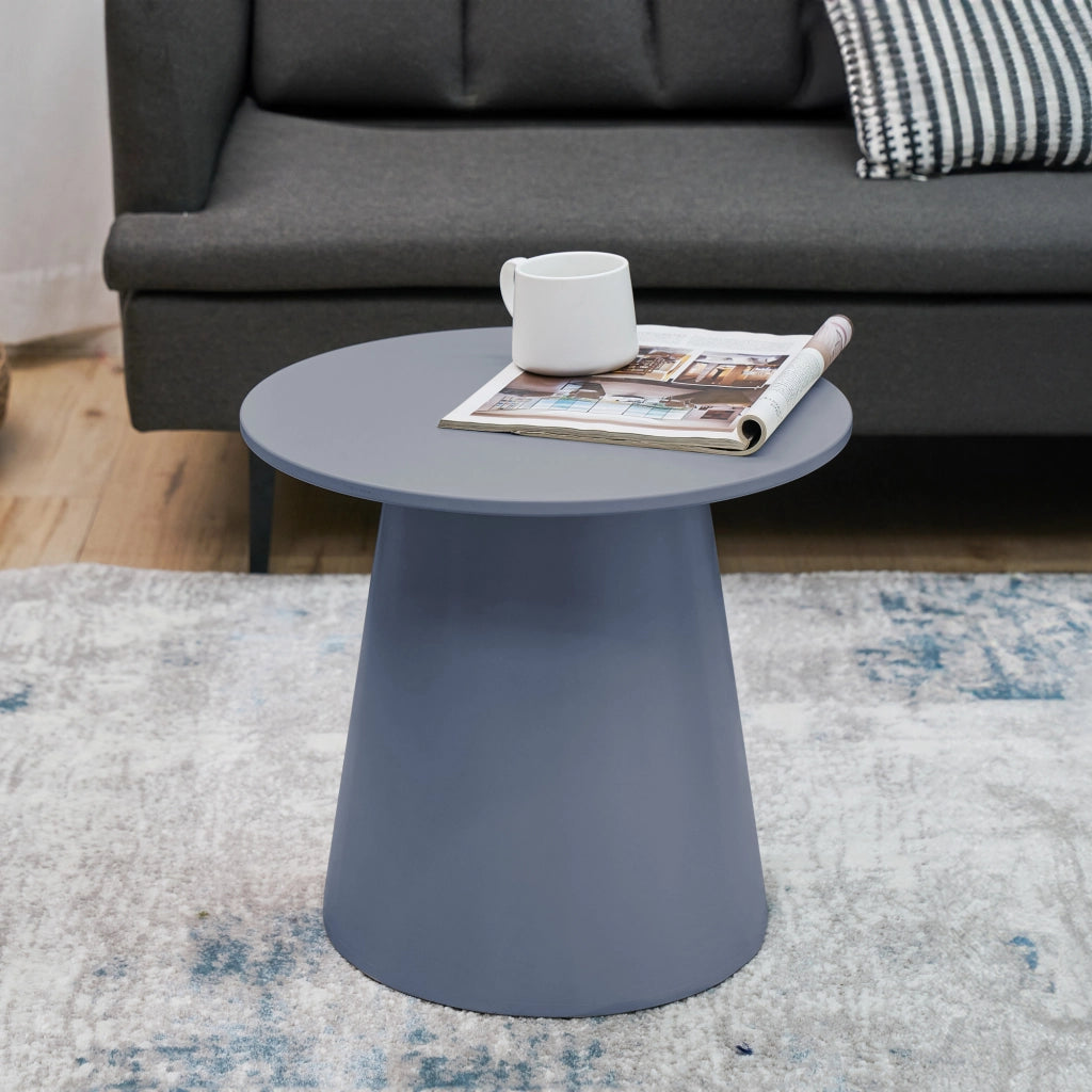 Tavolino da caffè Nyd Base a Cono Troncato e Piano Rotondo 40 x Ø44 cm Blu Grigiastro [en.casa]