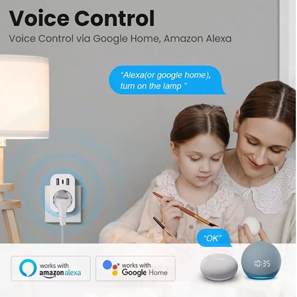 PRESA SMART WIFI 16A 3680W USB TYPE C ALEXA GOOGLE TUYA SMART LIFE TIMER WIBY