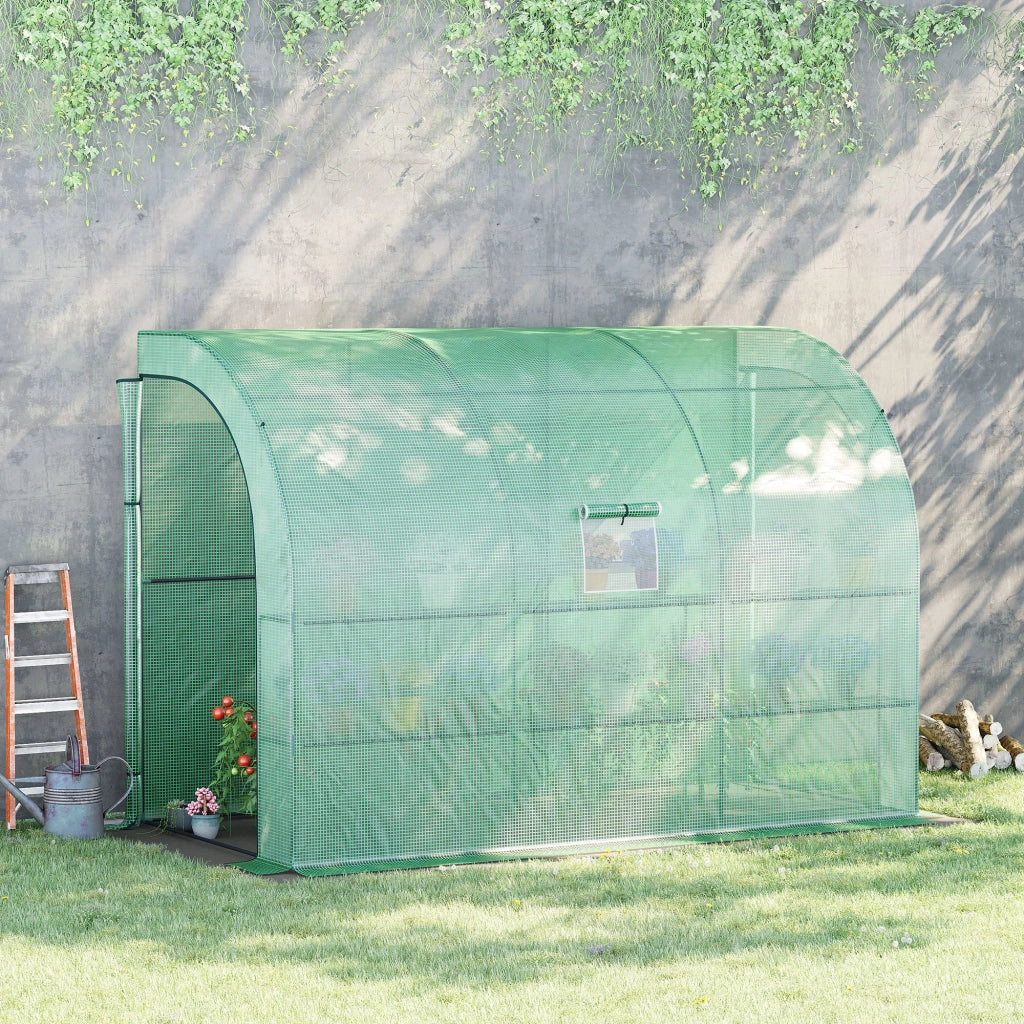 Serra da giardino con 3 livelli di ripiani, copertura in plastica, 300 x 150 x 213 cm, verde