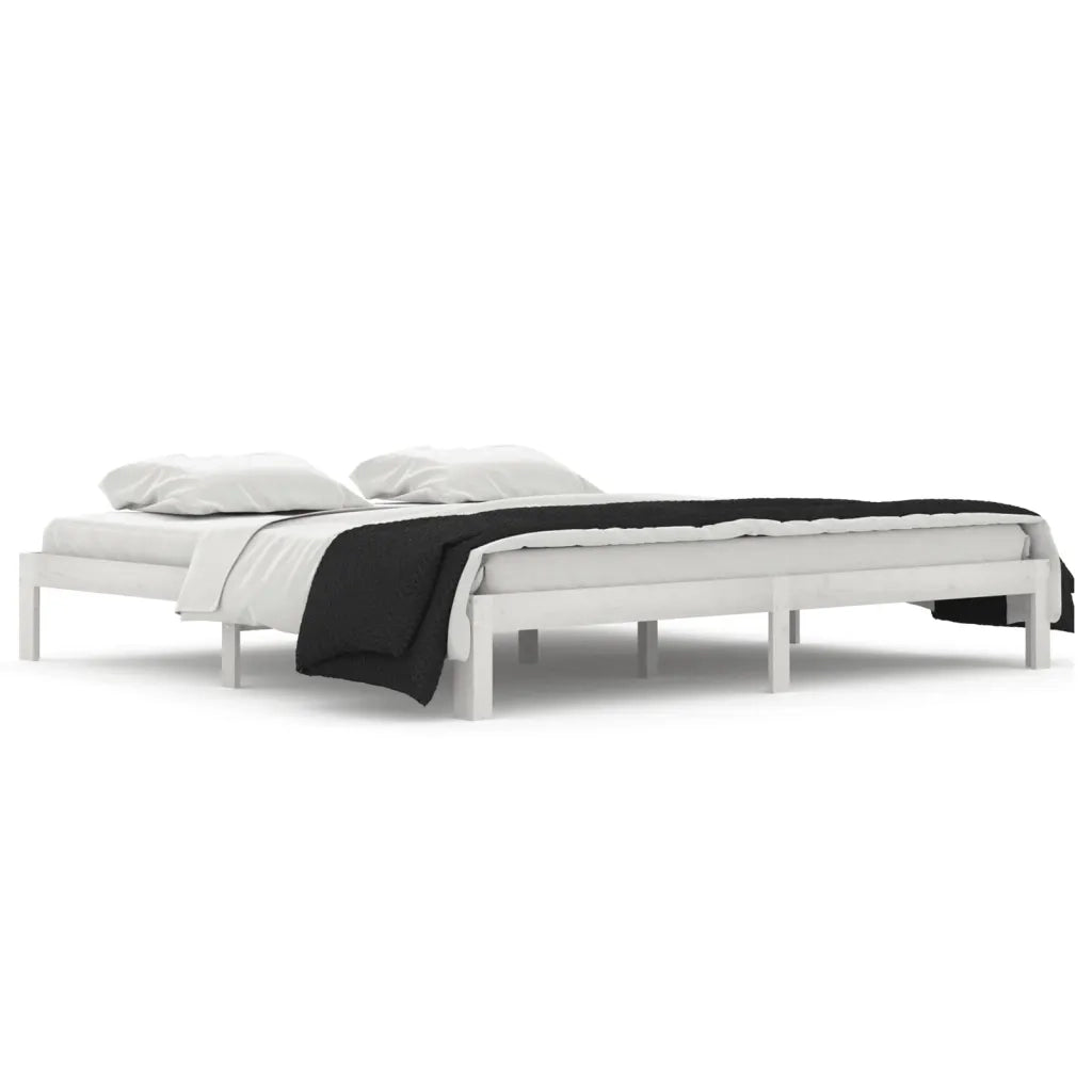 Giroletto-Struttura Letto Bianco in Legno Massello di Pino 200x200 cm 190407