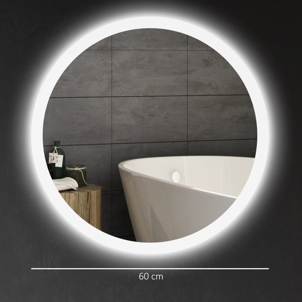 Specchio Bagno con Luci LED Regolabili, Controllo Touch e Design Antiappannamento, ?60 cm