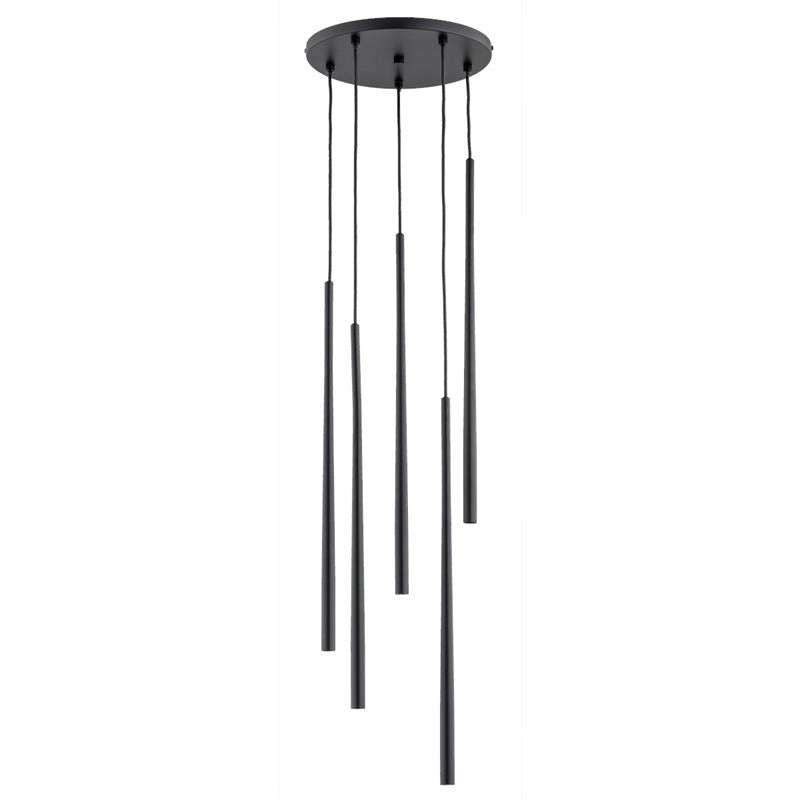 Lampadario CARMEN nero metallo rotondo 5xG9 Ø30cm Alfa
