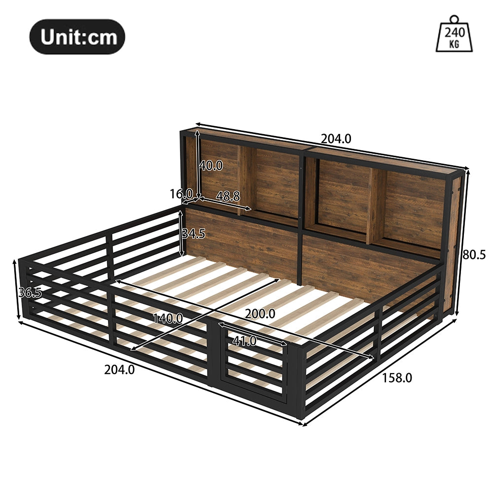 Letto a baldacchino - Xylo - 140x200 cm contenitore metallo nero