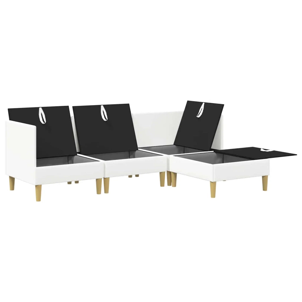 Set di mobili per il soggiorno con cuscino 4 pcs Bianco Tessuto 3413720