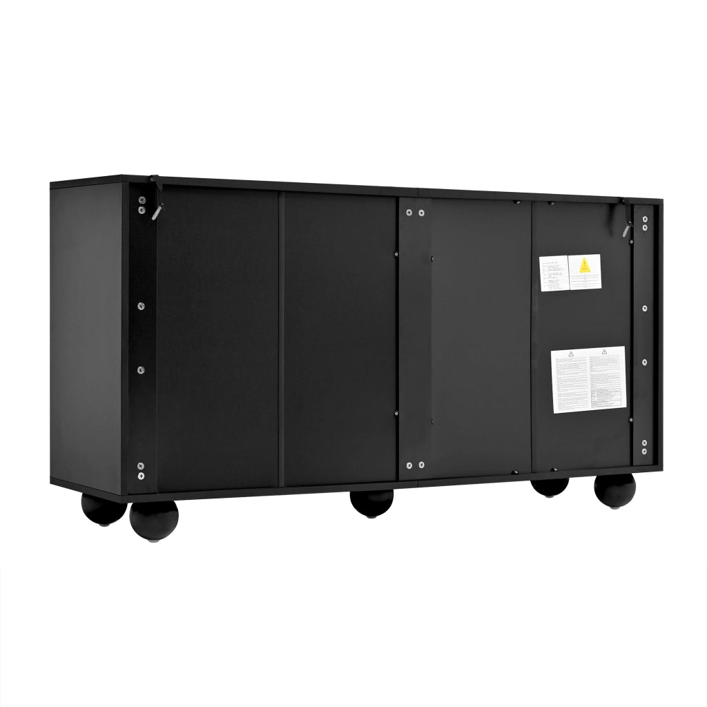 Credenza Cassettiera con 6 Cassetti; Angoli Arrotondati; Piedini in Metallo; Stile Moderno; in Pannello Truciolare; 140??38??74;5 cm; Bianco Nero