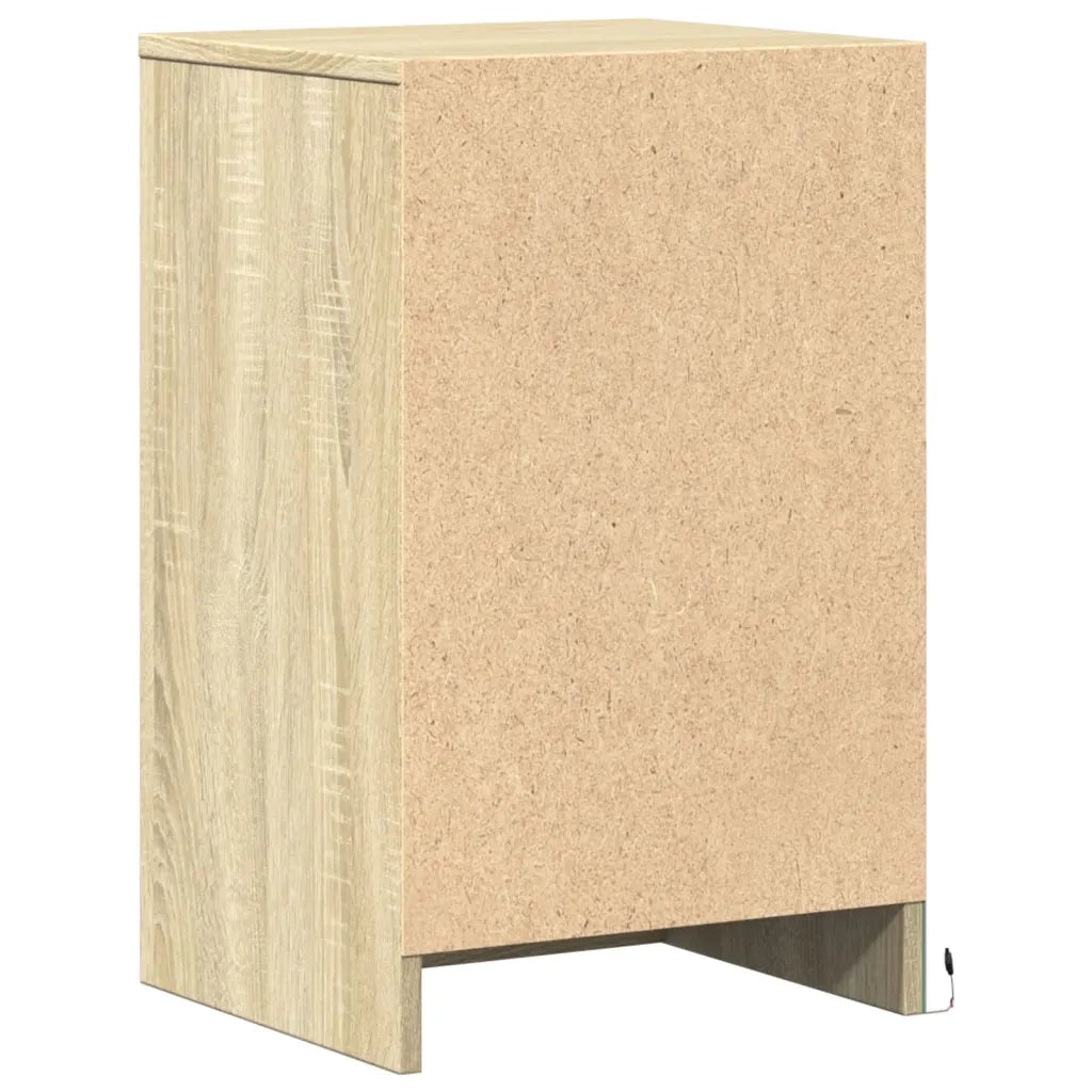 Comodini con Luci LED 2pz Rovere Sonoma in Legno Multistrato