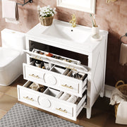 MOBILE BAGNO 81x46,5x86,5 cm Bianco in MDF con lavabo in ceramica