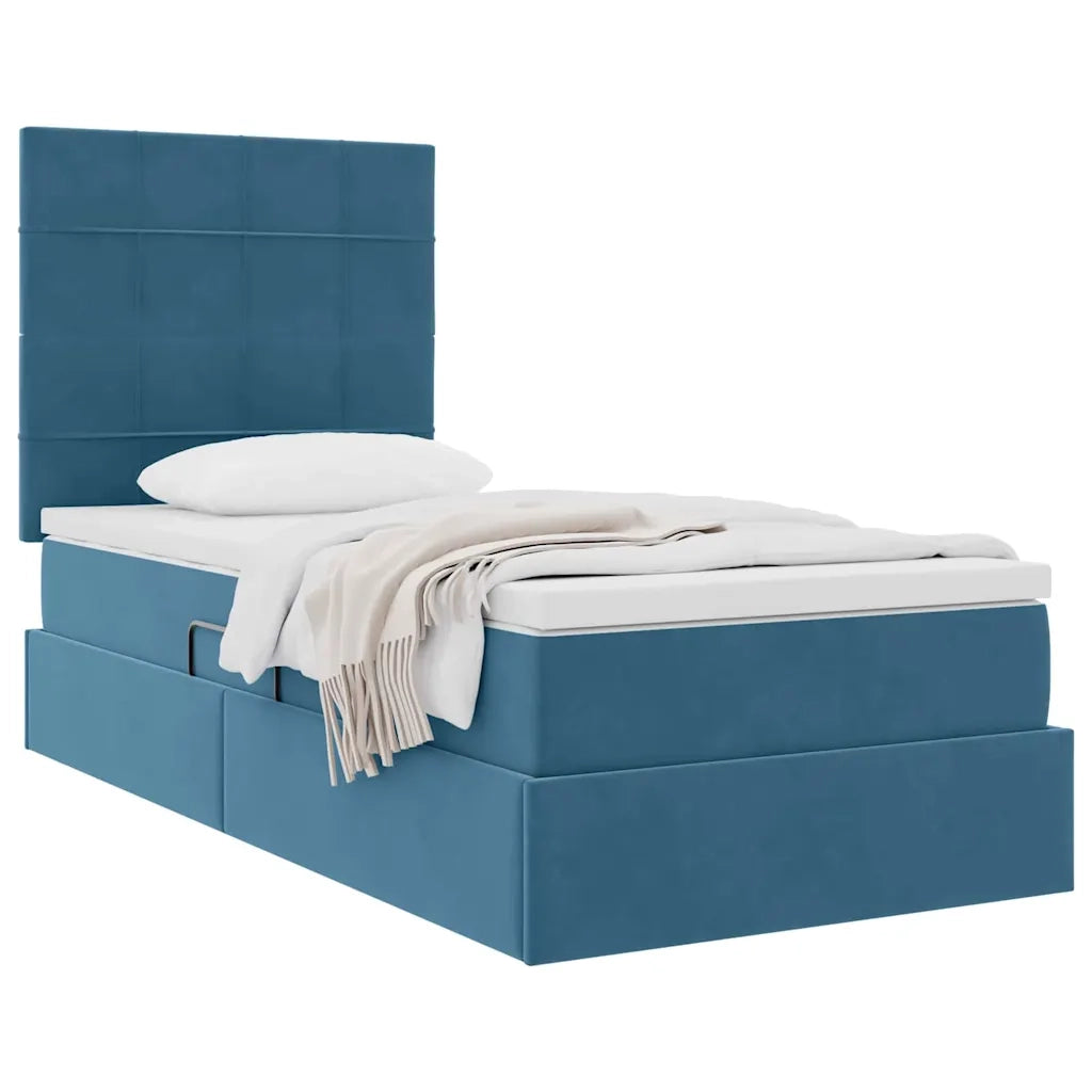 Letto con contenitore e materasso Blu Scuro 100 x 200 cm