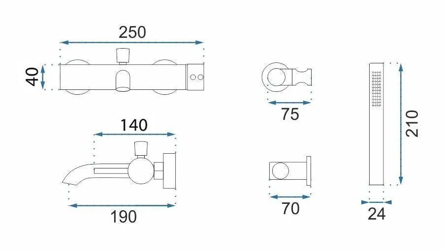 Rubinetto Da Vasca Rea Lungo Grip Brush Gold