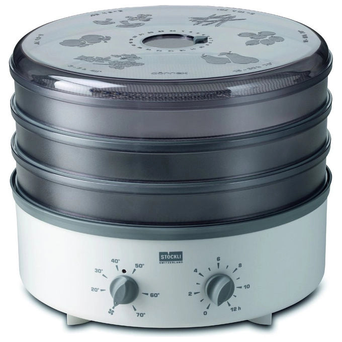 Stöckli Disidratatore Dörrex con Timer 3 Griglie Grigio e Bianco